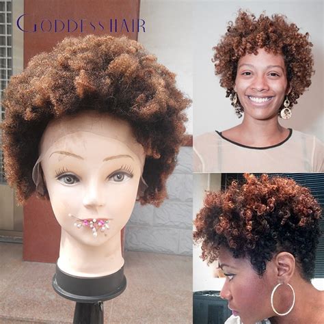 Ombre Short Afro Kinky Curly Full Lace Wigs 10inch 1501b Dark Root