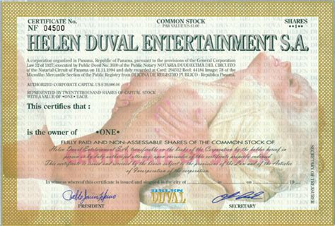 HWPH AG Historyczne papiery wartościowe Helen Duval Entertainment S A