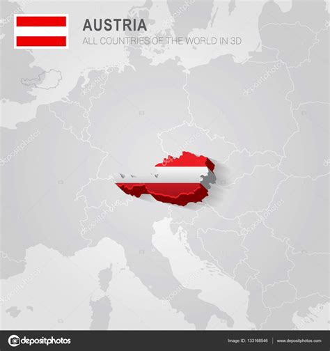 Kaart oostenrijk verlichting 3d rendering relief kaart. Oostenrijk en naburige landen. Administratieve kaart van ...
