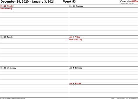 Practical and versatile weekly calendars 2021 for the united kingdom. 2021 Weekly Calendar Excel Free | Free Printable Calendar Monthly