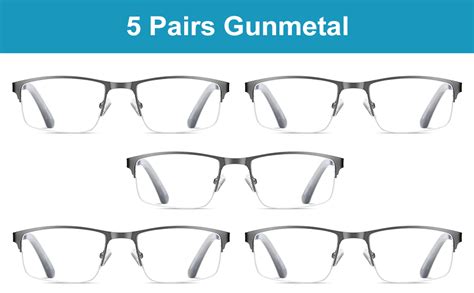eyecedar 5 pack reading glasses men blue light blocking half frame rectangle style spring hinges