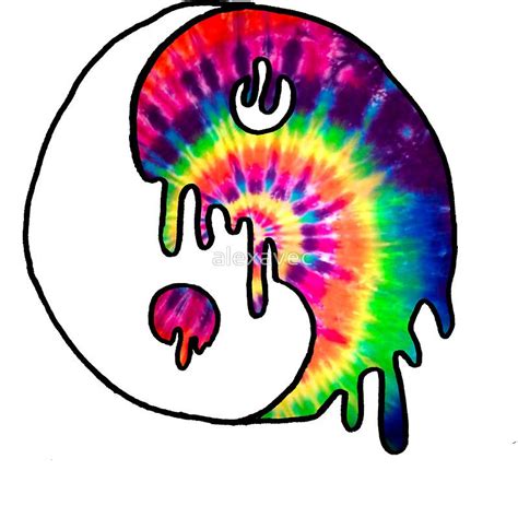Drippy Trippy Tie Dye Yin Yang Sticker By Alexavec Hippie Drawing Hippie Painting Trippy