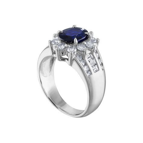 Estate Platinum Sapphire Diamond Ring Ring Size 475 Luxury