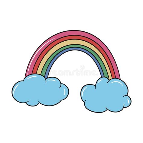 Cloud With Rainbow Simple Colored Cartoon Vector Illustration Stock