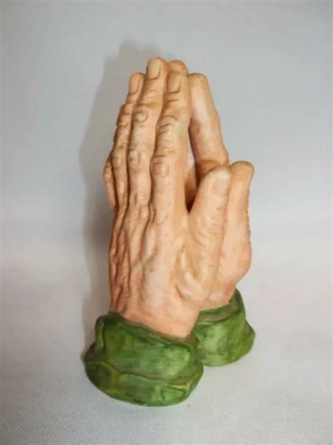 Vintage Hand Painted Ceramic Praying Hands Christian Religious Figurine