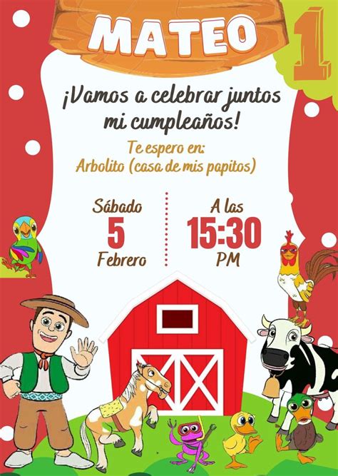 Invitación de la granja de zenon para editar 1st birthday party