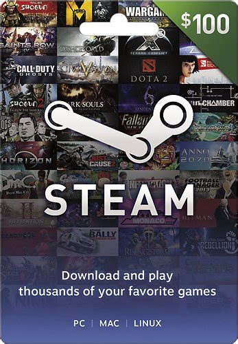 Check spelling or type a new query. Valve Steam $100 Wallet Gift Card Multi STEAM WALLET $100 PARENT - Best Buy