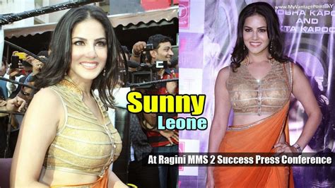 Sunny Leone At Ragini MMS 2 Success Party In Orange Saree