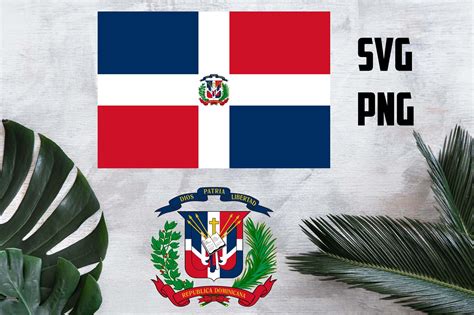 Bandera De La República Dominicana Y Escudo De Armas Clipart Etsy