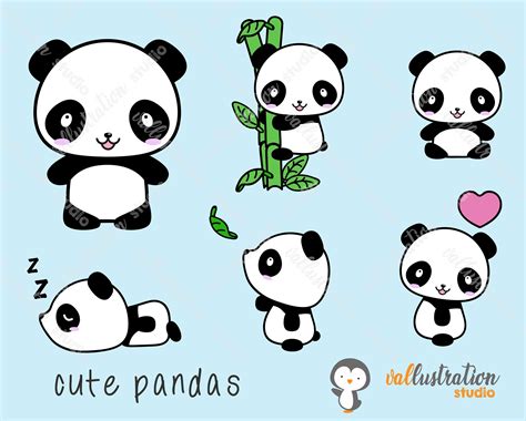 Kawaii Panda Cute Panda Kawaii Cute Eps Vector Vector File Silhouette Cameo Silhouettes
