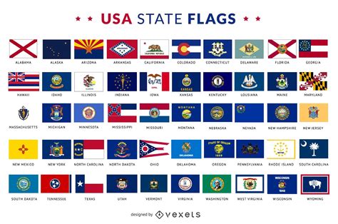 Colección De Banderas Del Estado De Estados Unidos Descargar Vector