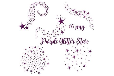 Purple Glitter Swirling Stars Clipart