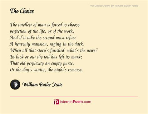 The Choice Poem By William Butler Yeats