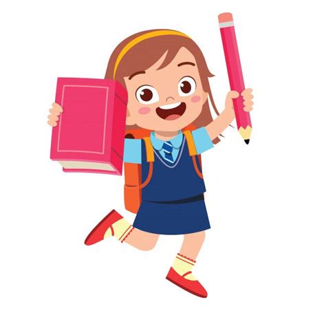 Feliz Estudiante Lindo Niño Niña Con Lib Premium Vector Freepik