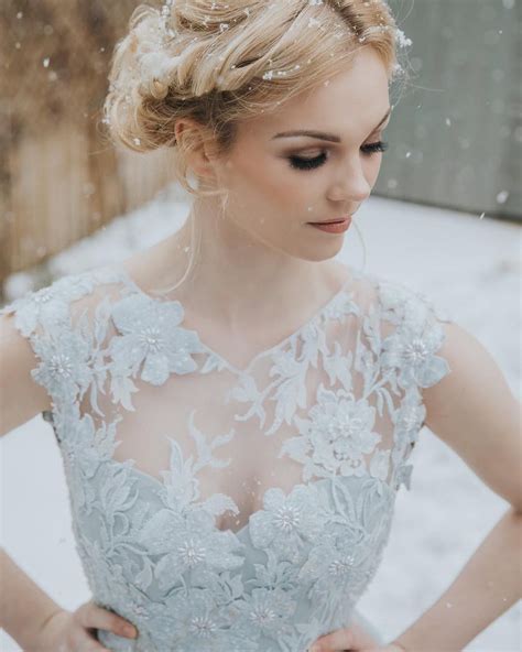 Joanne Fleming Design Pale Blue Tulle And Lace Wedding Dress Image By