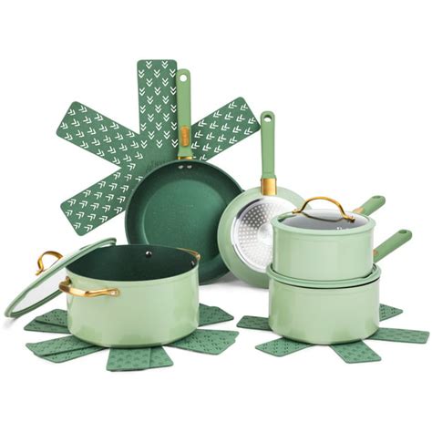 Thyme And Table Non Stick 12 Piece Cookware Set Green