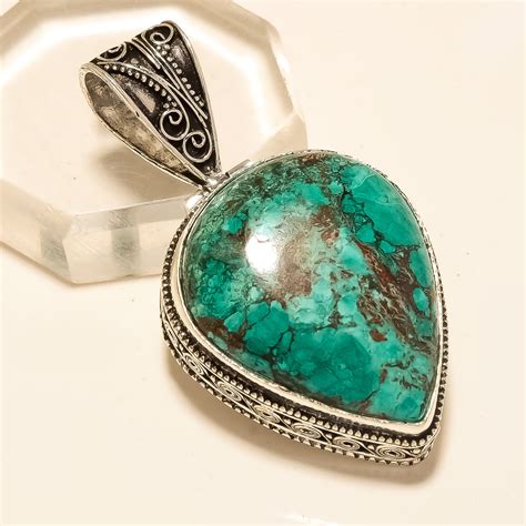 Real Turquoise Jewelry Turquoise Pendant Sterling Silver Etsy