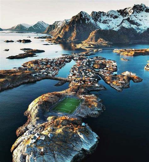 This functional football stadium is location in the lofoten islands in northern norway. Henningsvaer Stadium (Norway) is Surrounded from the Most ...