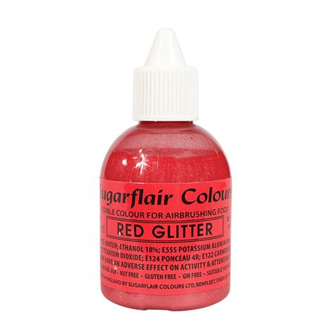 sugarflair red glitter airbrush liquid colouring 60ml free delivery