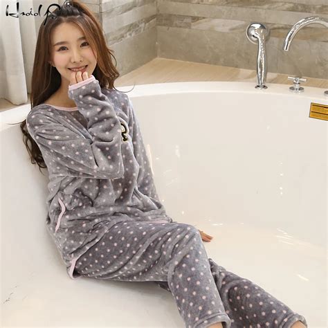 thick warm flannel pajamas sets winter women two piece pajama set cartoon female sleepwear home