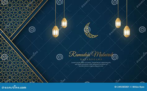 Ramadan Mubarak Islamic Arabic Blue Luxury Background With Golden