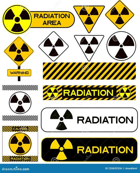 Set Of Nuclear Icons Radiation Hazard Warning Radioactive Vector Stock