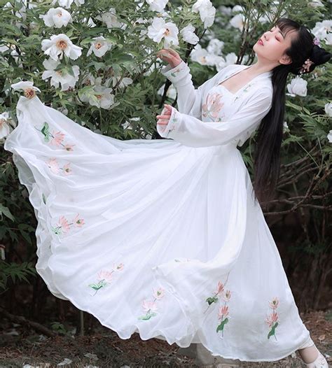 Traditional Chinese Tang Dynasty Court White Hanfu Dress Ancient Peri