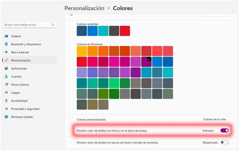 Haz a Windows 11 más atractivo cómo cambiar el color de la barra de