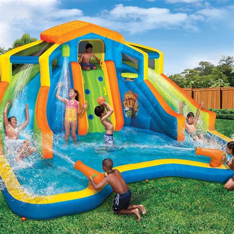 Banzai Inflatable Adventure Club Dual Slide And Pool Backyard Water Park