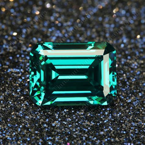 6a Blue Green Color Rectangle Emerald Cut Cubic Zirconia For Machine