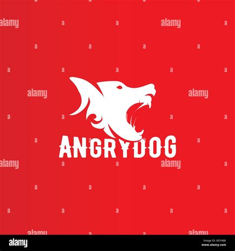 Isolated Angry Dog Side View Vector Logo Dangerous Animal Contour