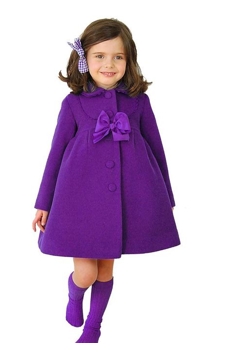 Girls Purple Velvetwool Blend Coat Fall Fashion Coats Girls Wool