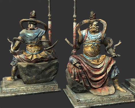 The Four Heavenly Kings Buddhism 3d Model Vr Ar Ready