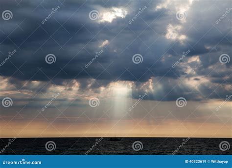 Stormy Clouds Over Dark Ocean Stock Image Image Of Beach Stormy