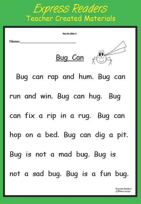 Free Printable Cvc Word Short Story And Reading Comprehension