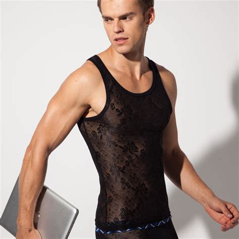 Buy Looch Men S Vest Sexy Mesh Breathable Vest Basic Shirt Lace See Through