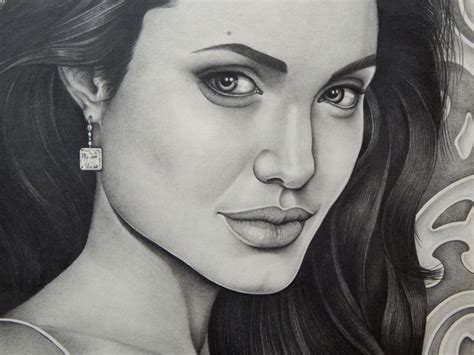 Pencil Drawing Angelina Jolie By Gabriel Serna Desenhos
