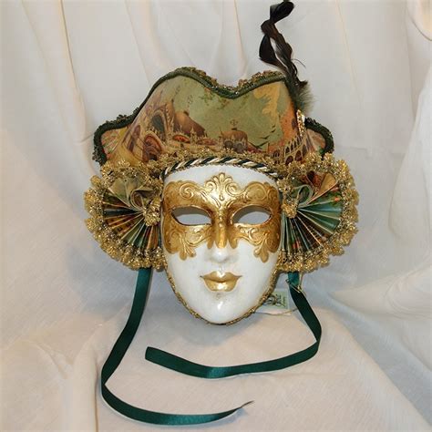 Italian Venetian Mask Sculpture With Cap