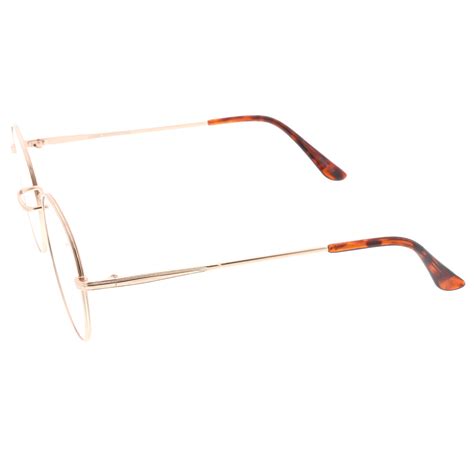 classic slim metal frame clear flat lens round eyeglasses 52mm