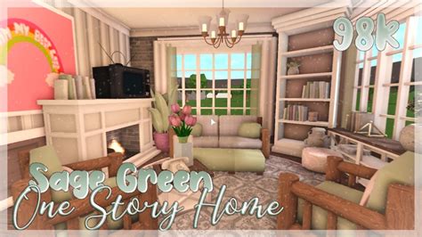 Sage Green One Story Home Bloxburg Speed Build Youtube