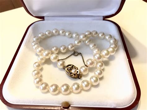 Vintage Majorica Pearl Necklace With Sterling Silver Clasp And Safety Chain Ebay Necklace