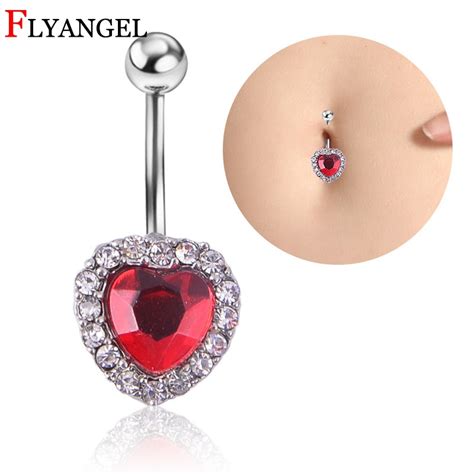 Medical Steel Heart Sexy Crystal Surgical Piercing Body Jewelry Multicolor Navel Button Navel