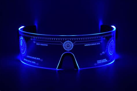 blue futuristic led tron visor glasses perfect for cosplay etsy