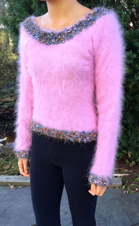 Angora Pullover With Unique Metallic Yarn Detailing One Of Etsy