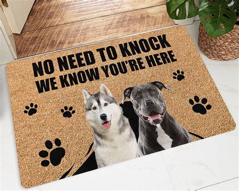 Custom Pet Dog Text Doormat No Need To Knock Door Mat Etsy