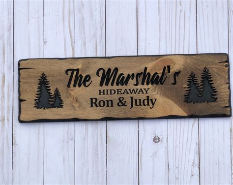 Cabin Sign Personalized Carved Wooden Name Sign Lake Home Etsy Wood