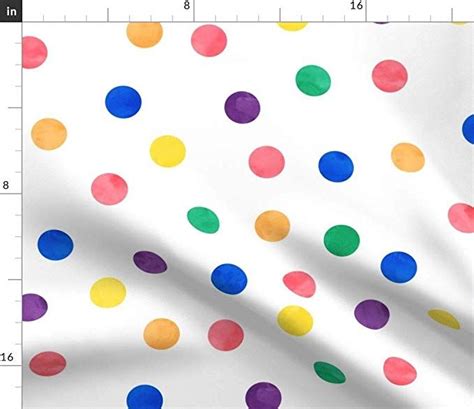 Spoonflower Polka Dot Fabric Polka Dot Apparel Party Decor Polka Dot Rainbow Large