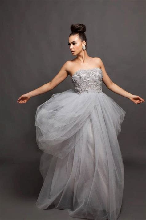 Items Similar To Wedding Gown Grey Wedding Dress Alva Beaded Lace