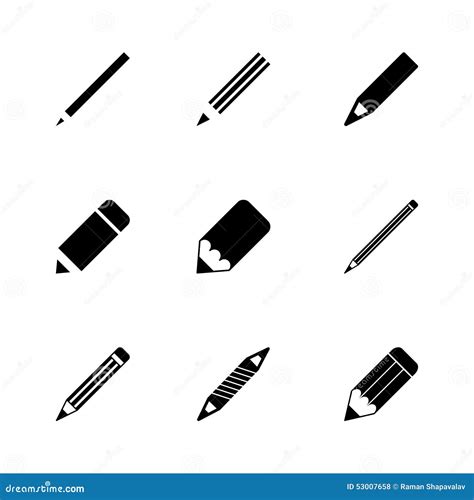 Vector Pencil Icon Set Stock Vector Illustration Of Drawing 53007658