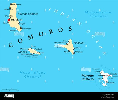 Comore E Mayotte Mappa Politico Foto Stock Alamy